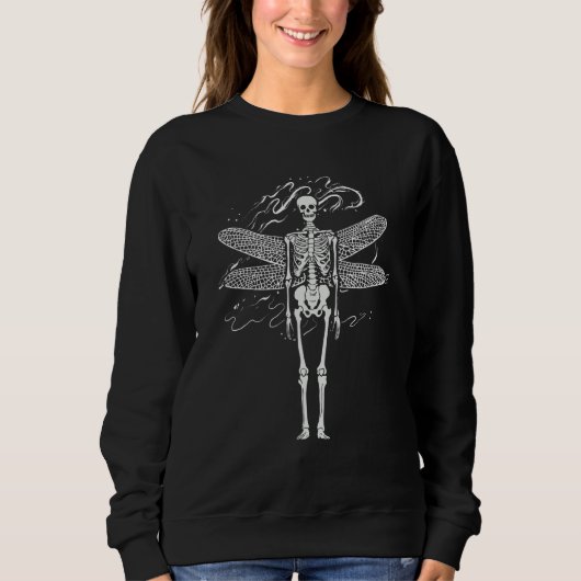 Skeleton Wings Horror Gothischer Satanismus Demon Sweatshirt (Vorderseite)