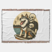 Skeleton with Dog on Haunted Lake Horror Art Decke (Vorderseite)
