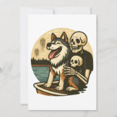 Skeleton with Dog on Haunted Lake Horror Art Einladung (Vorderseite)