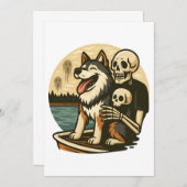 Skeleton with Dog on Haunted Lake Horror Art Einladung (Vorne/Hinten)