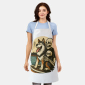 Skeleton with Dog on Haunted Lake Horror Art Schürze (Getragen)