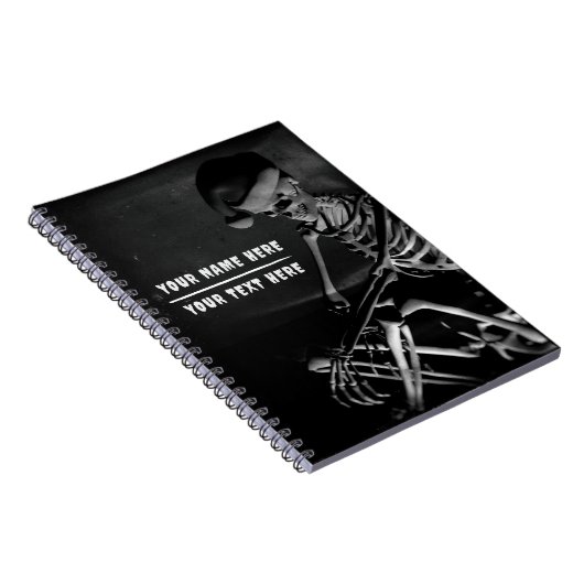 Skeleton with Santa hat. Customizable Notizblock (Rechte Seite)