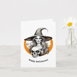 Skeleton Witwe Halloween Realistische Kunst Karte