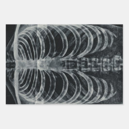 Skeleton Xray Rib Cage Vintag Schwarz-weiß Gothic Geschenkpapier Set