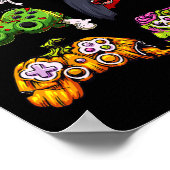 Skeleton Zombie Gaming Controller Halloween Gamer Poster (Ecke)