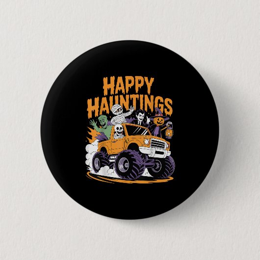 Skeleton Zombie Vampire Monster Truck Halloween Button (Vorderseite)