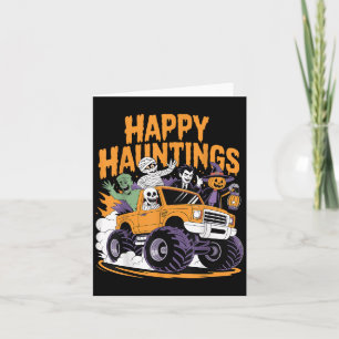 Skeleton Zombie Vampire Monster Truck Halloween Karte