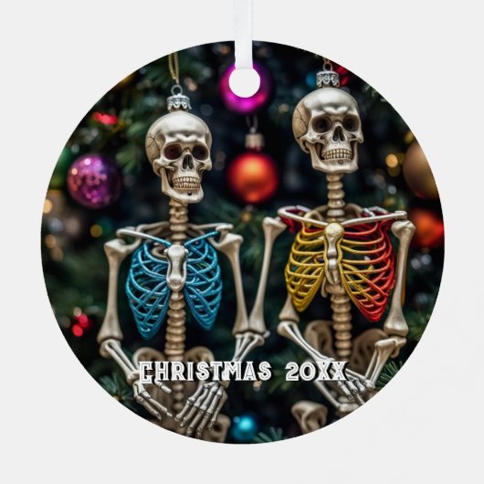 Skeletongs und farbenfrohe Ornamente Weihnachten (Rückseite)