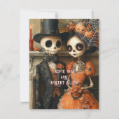Skeletons Black Spiders Halloween Hochzeit Einladung (Vorderseite)