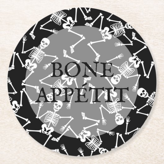 Skeletons BONE APPÉTIT Runder Pappuntersetzer (Vorderseite)