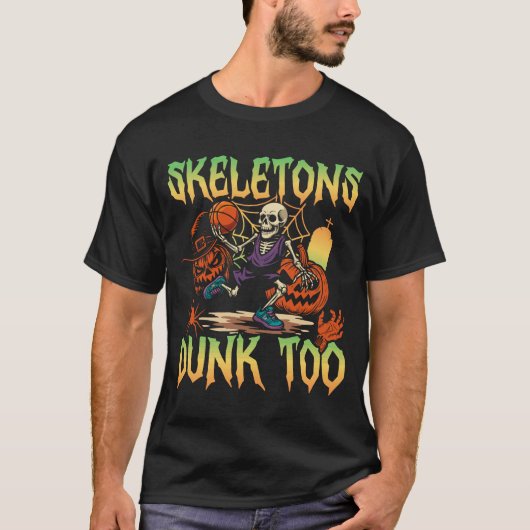 Skeletons Dunk Too Sports Halloween T-Shirt (Vorderseite)