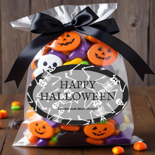 Skeletons Frohes Halloween Oval Aufkleber