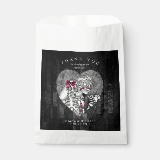 Skeletons Gothic Danke Burgund ID866 Geschenktütchen (Vorderseite)