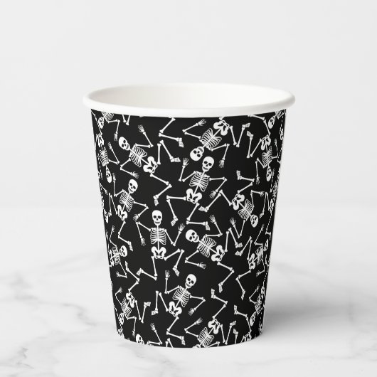 Skeletons Happy Halloween Pappbecher (Rückseite)