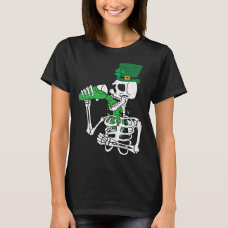 Skeletons Leprechaun Drinking Beer St Patrick s Da T-Shirt