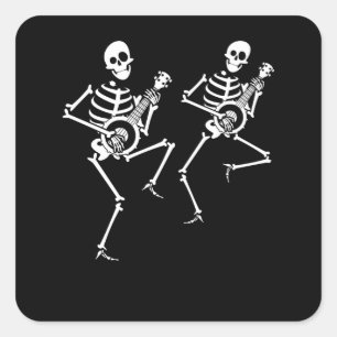 Skeletons playing Banjos Bluegrass Folk Music Quadratischer Aufkleber