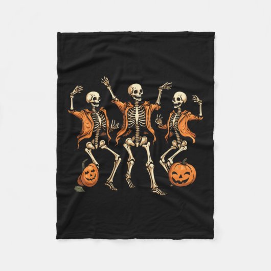 Skeletons Pumpkin Halloween Fleecedecke (Vorderseite)