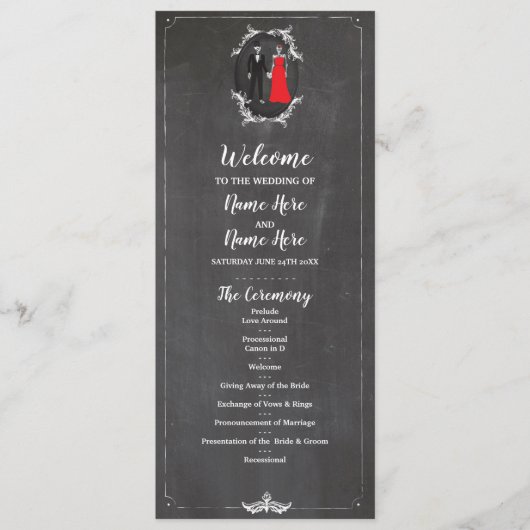 Skeletons Skull Hochzeitsprogramm Halloween Chalk Programm (Vorderseite)