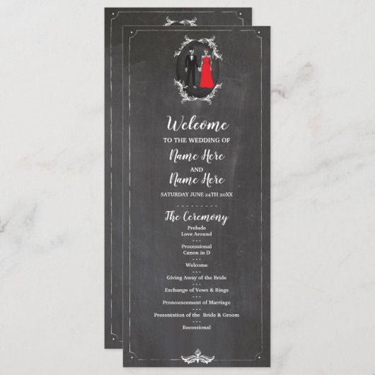 Skeletons Skull Hochzeitsprogramm Halloween Chalk Programm (Vorne/Hinten)