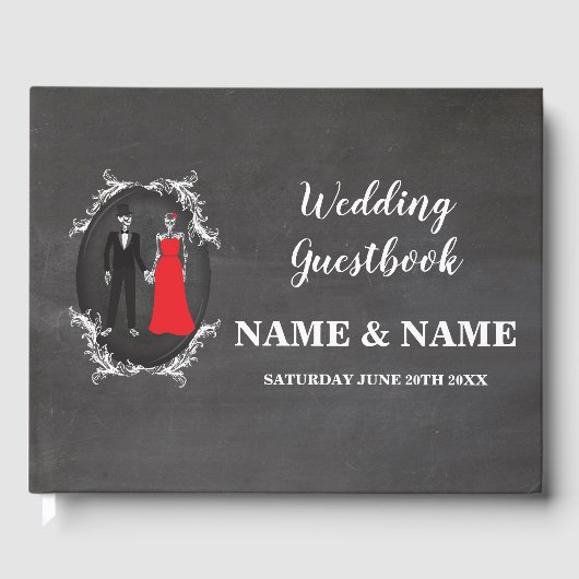 Skeletons Skulls für Hochzeiten Gästebuch (Vorderseite)