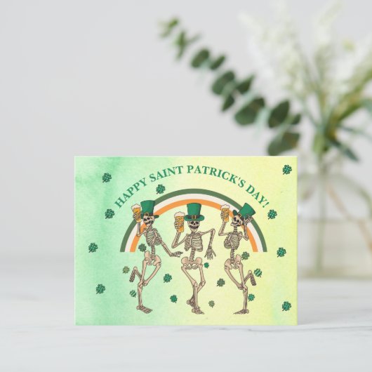 Skeletons tanzen Happy Saint Patrick's Day Postkarte (Stehend Vorderseite)
