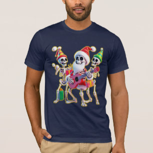 **Skelett 3D Weihnachtsmann-Party – Lustiges Skele T-Shirt