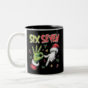 Skelett 6 7 Weihnachten Six Seven Meme Xmas Zweifarbige Tasse