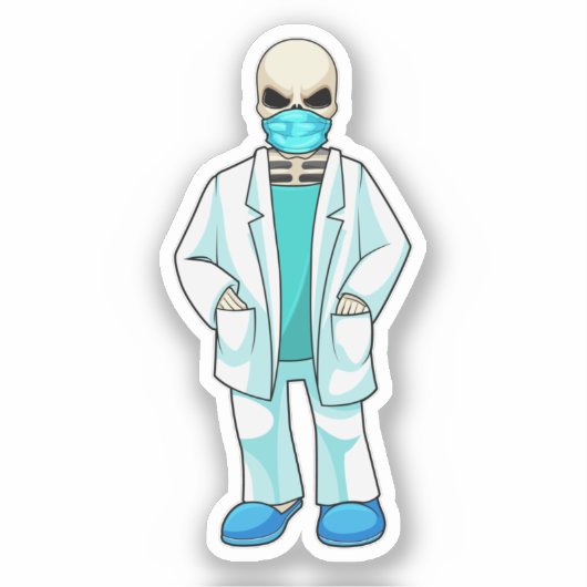 Skelett als Arzt mit Gesichtsmaske Aufkleber (Vorderseite)