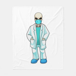 Skelett als Arzt mit Gesichtsmaske Fleecedecke