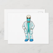 Skelett als Arzt mit Gesichtsmaske Postkarte (Vorne/Hinten)