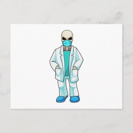 Skelett als Arzt mit Gesichtsmaske Postkarte (Vorderseite)