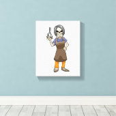 Skelett als Friseur mit Schere Leinwanddruck (Insitu (Holzboden))