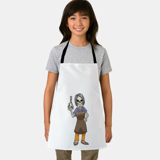 Skelett als Friseur mit Schere Schürze (Insitu)