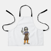 Skelett als Friseur mit Schere Schürze (Vorderseite)