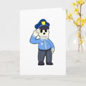 Skelett als Polizeibeamter mit Polizeihut Karte (Gelbe Blume)