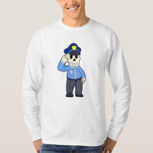Skelett als Polizeibeamter mit Polizeihut T-Shirt (Vorderseite)