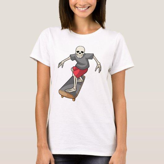 Skelett als Skater mit Skateboard T-Shirt (Vorderseite)