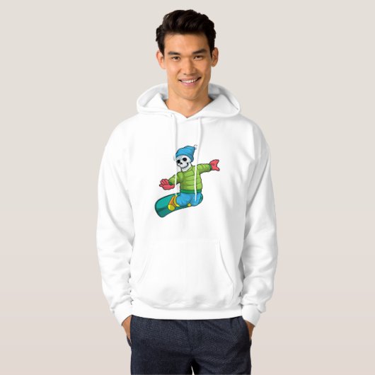 Skelett als Snowboarder mit Snowboard Hoodie (Vorne ganz)