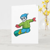 Skelett als Snowboarder mit Snowboard Karte (Gelbe Blume)