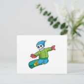 Skelett als Snowboarder mit Snowboard Postkarte (Stehend Vorderseite)