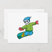 Skelett als Snowboarder mit Snowboard Postkarte (Vorne/Hinten)