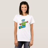 Skelett als Snowboarder mit Snowboard T-Shirt (Vorne ganz)