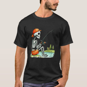 Skelett-Angler-Halloween-Kostüm Lustiges Angelkost T-Shirt