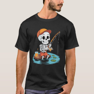 Skelett-Angler-Halloween-Kostüm Lustiges Angeln M T-Shirt