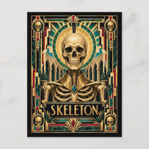 Skelett, Art Deco Mythisch Postkarte