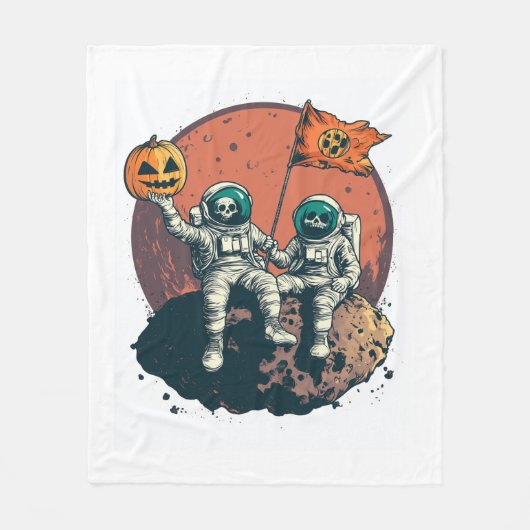 Skelett-Astronauten-Crew Fleecedecke (Vorderseite)