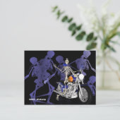 Skelett auf Chopper - Postkarte (Stehend Vorderseite)