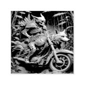 Skelett auf einem Chopper mit Wolfskopf Permastempel (Design)