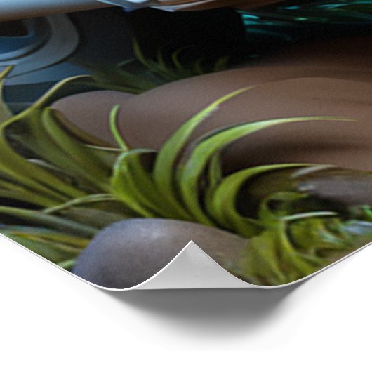 Skelett auf einem Chopper mit Wolfskopf Poster (Ecke)