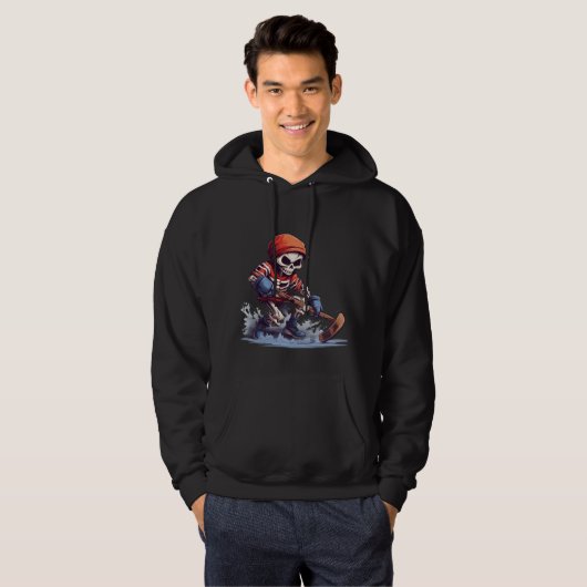 Skelett auf Eishockey-Skaten Hoodie (Vorne ganz)